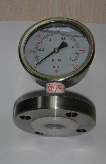 法兰包四氟不锈钢耐震隔膜压力表